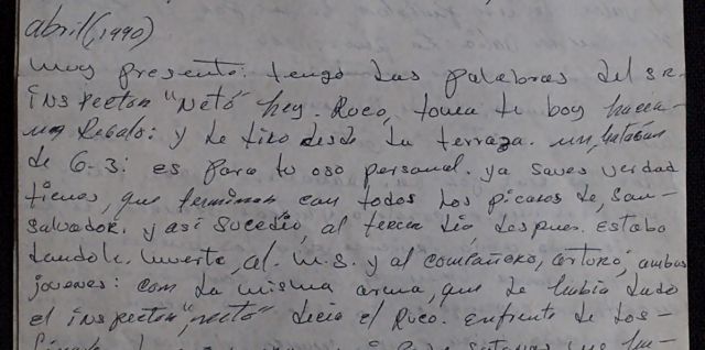 Fragmento de una de las cartas manuscritas por el reo Rosemberg.