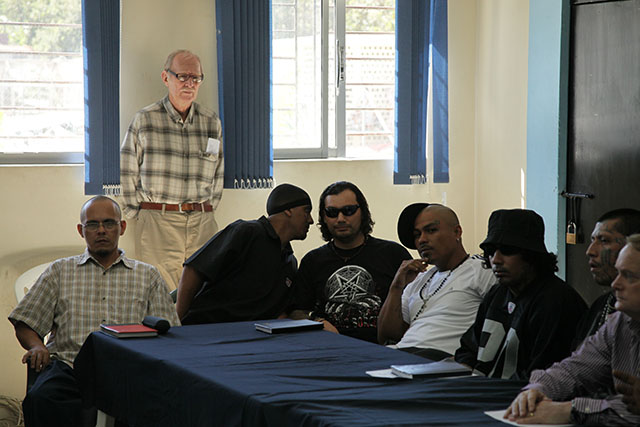 Conferencia de prensa de líderes pandilleros en el penal La Esperanza. 19 de enero 2013. Foto El Faro