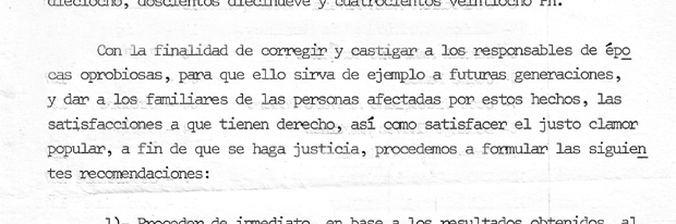 Extracto del informe preliminar de la Comisión Especial Investigadora de Reos y Desaparecidos Políticos surgida en 1979.